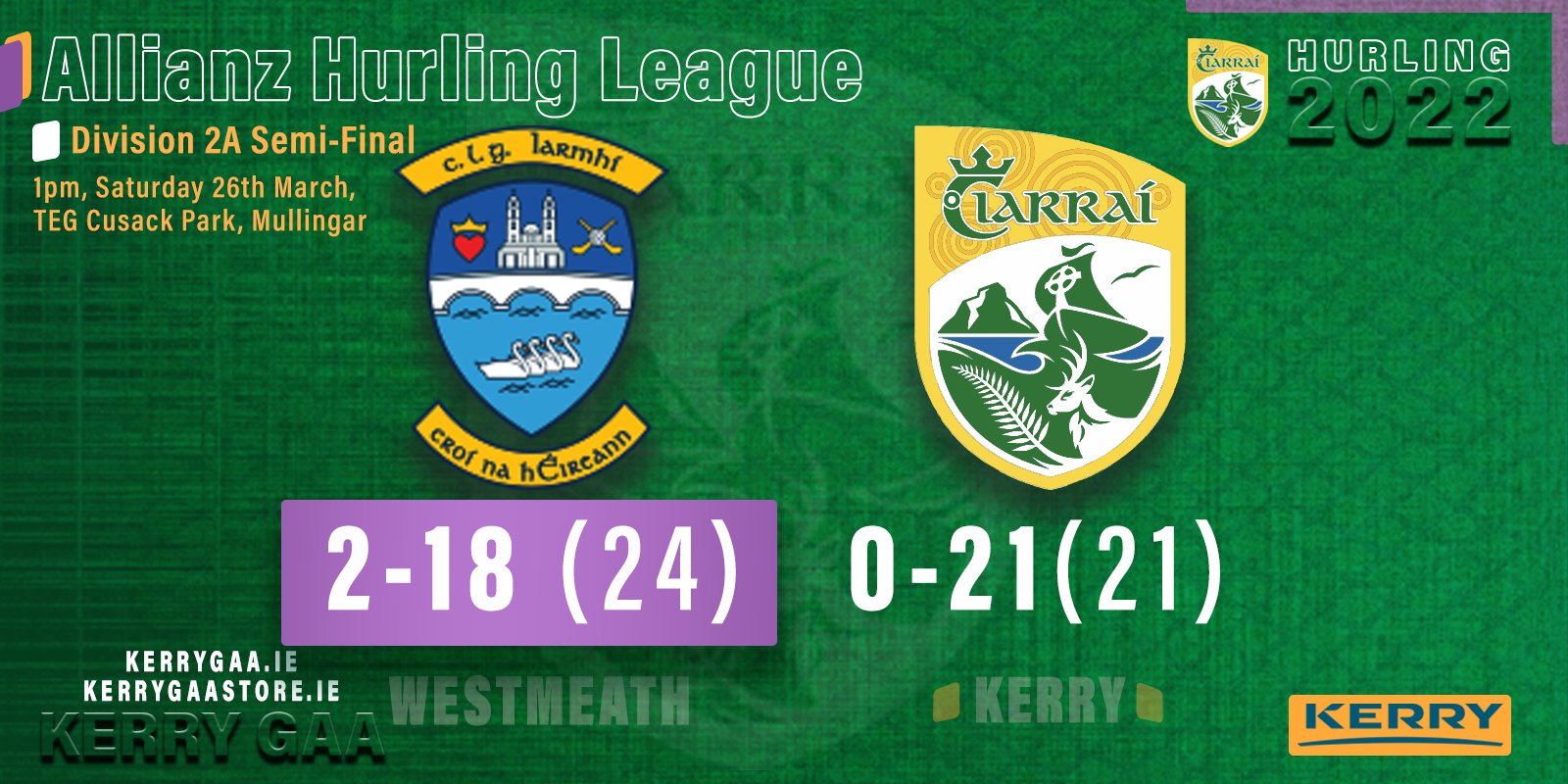 No luck for Kerry Hurlers as Westmeath advance to Final