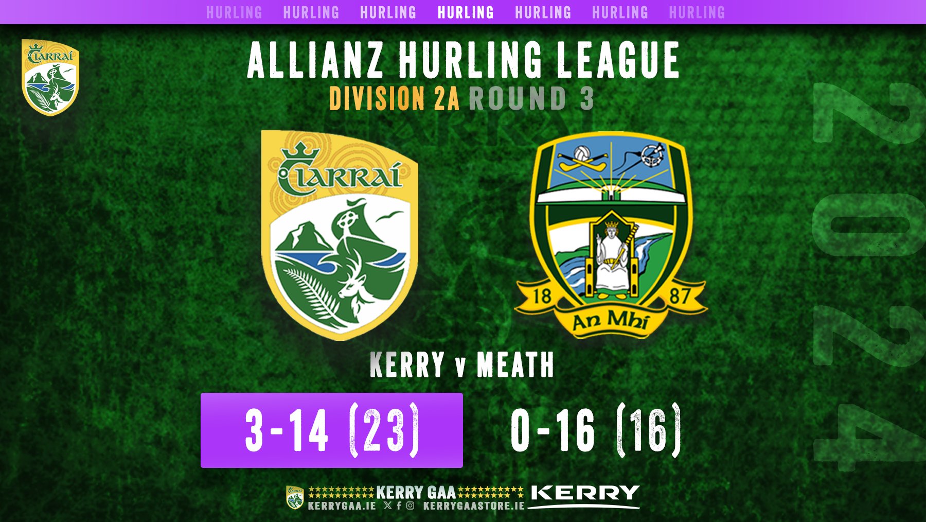 Kerry Hurlers secure victory over Meath